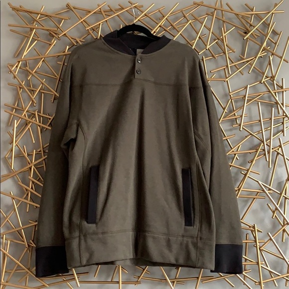 henley crew neck sweatshirt